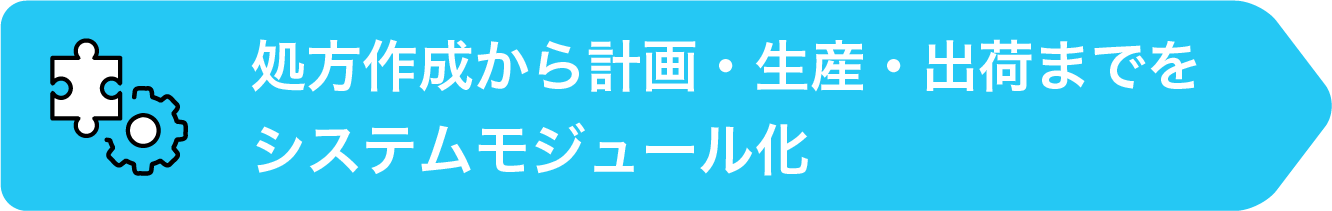 処方作成から計画・生産・出荷までをシステムモジュール化